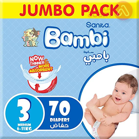سانيتا بامبي جمبو مديوم رقم 3 69PCS